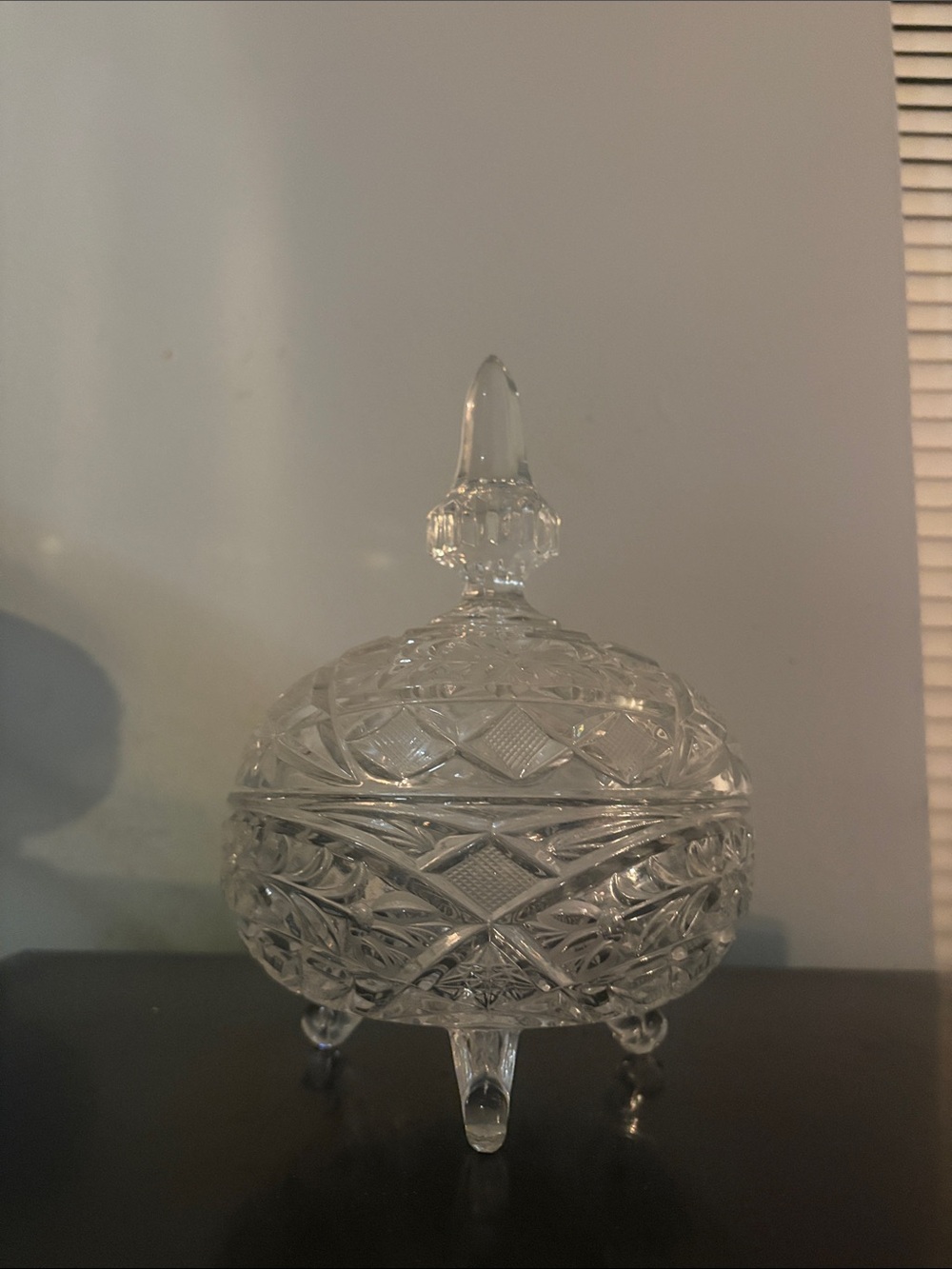 Cut Glass Covered Candy Dish with Lid